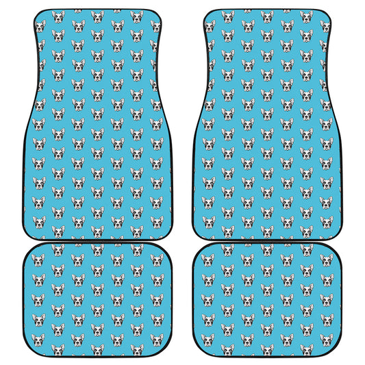 French Bulldog Faces Pattern Print Front and Back Car Floor Mats