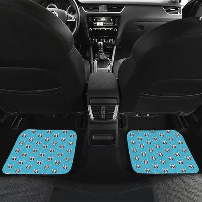 French Bulldog Faces Pattern Print Front and Back Car Floor Mats