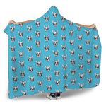 French Bulldog Faces Pattern Print Hooded Blanket