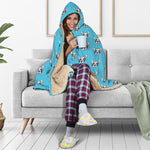 French Bulldog Faces Pattern Print Hooded Blanket