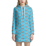 French Bulldog Faces Pattern Print Hoodie Dress