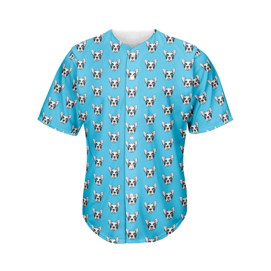 French Bulldog Faces Pattern Print Men's Baseball Jersey