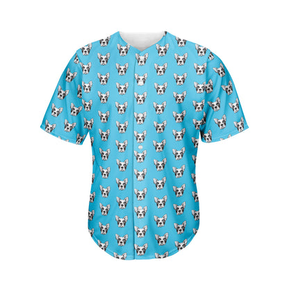 French Bulldog Faces Pattern Print Men's Baseball Jersey