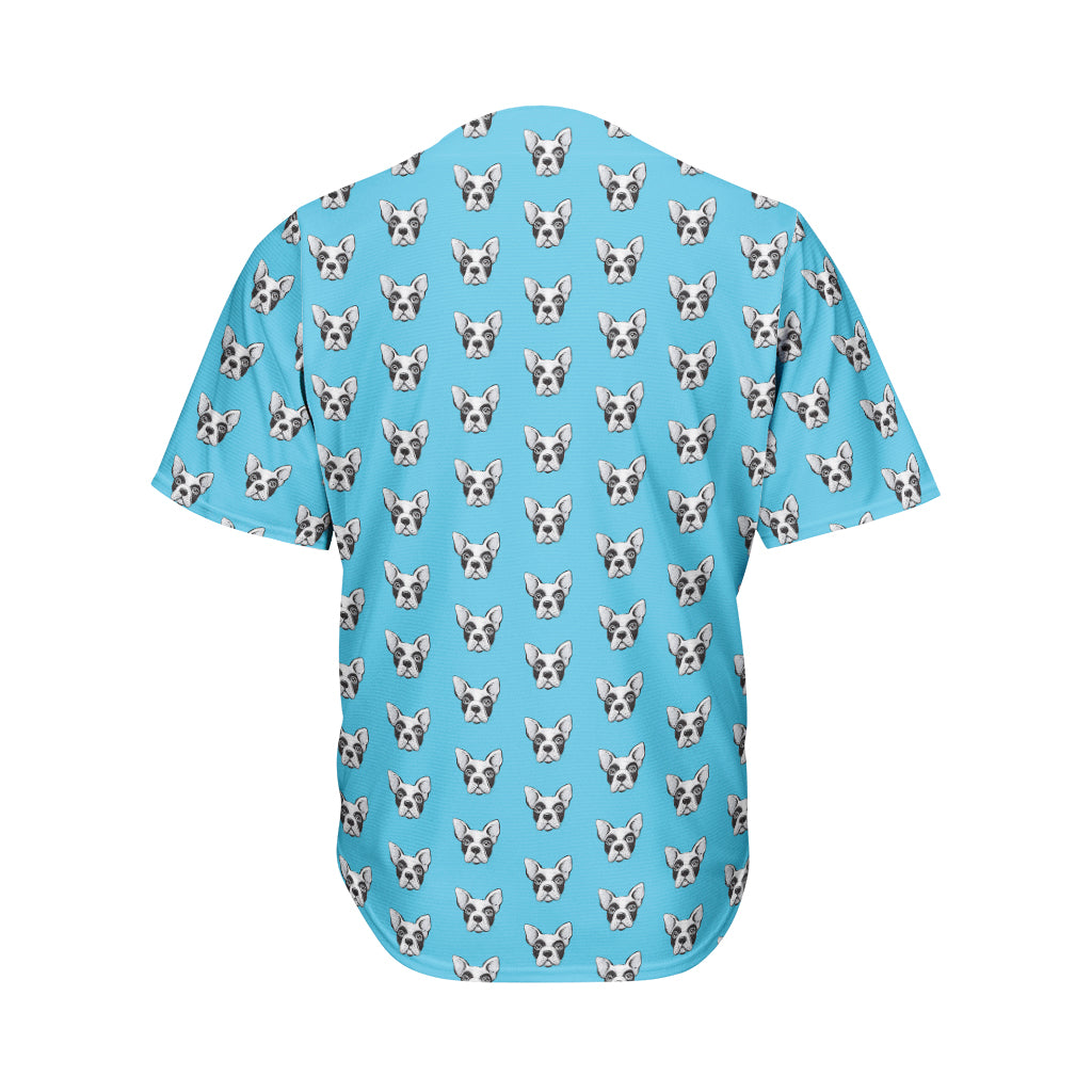 French Bulldog Faces Pattern Print Men's Baseball Jersey