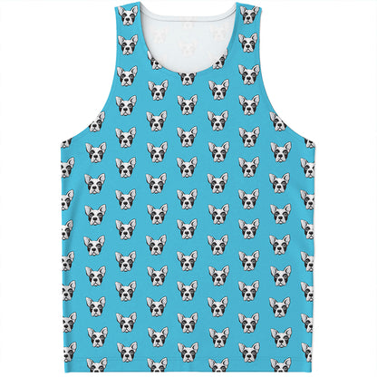 French Bulldog Faces Pattern Print Men's Tank Top
