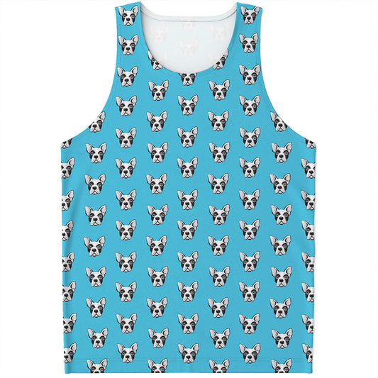 French Bulldog Faces Pattern Print Men's Tank Top