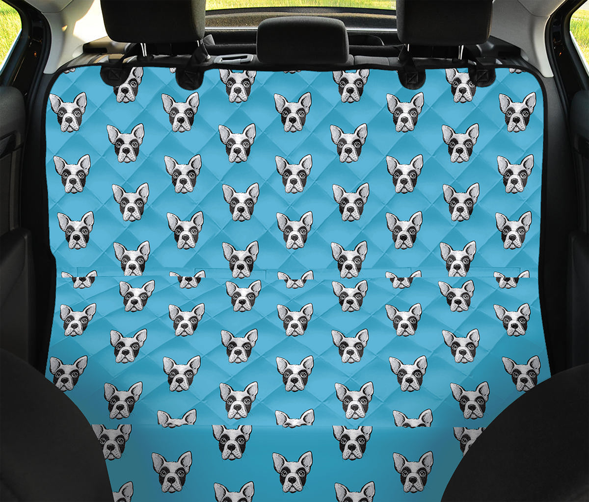 French Bulldog Faces Pattern Print Pet Car Back Seat Cover