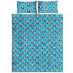 French Bulldog Faces Pattern Print Quilt Bed Set