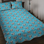 French Bulldog Faces Pattern Print Quilt Bed Set