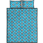 French Bulldog Faces Pattern Print Quilt Bed Set