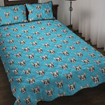 French Bulldog Faces Pattern Print Quilt Bed Set