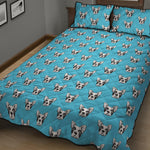 French Bulldog Faces Pattern Print Quilt Bed Set
