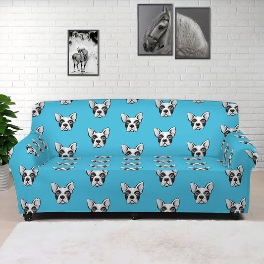 French Bulldog Faces Pattern Print Sofa Cover