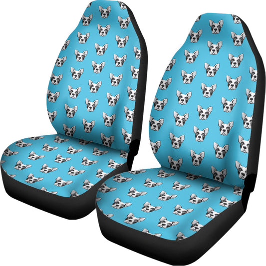 French Bulldog Faces Pattern Print Universal Fit Car Seat Covers