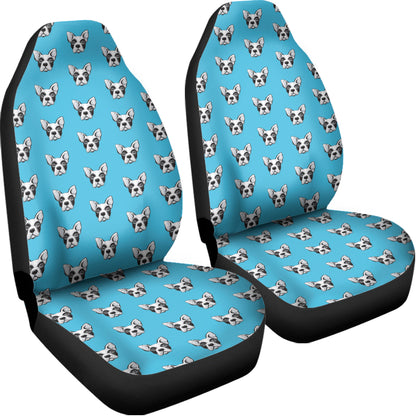 French Bulldog Faces Pattern Print Universal Fit Car Seat Covers
