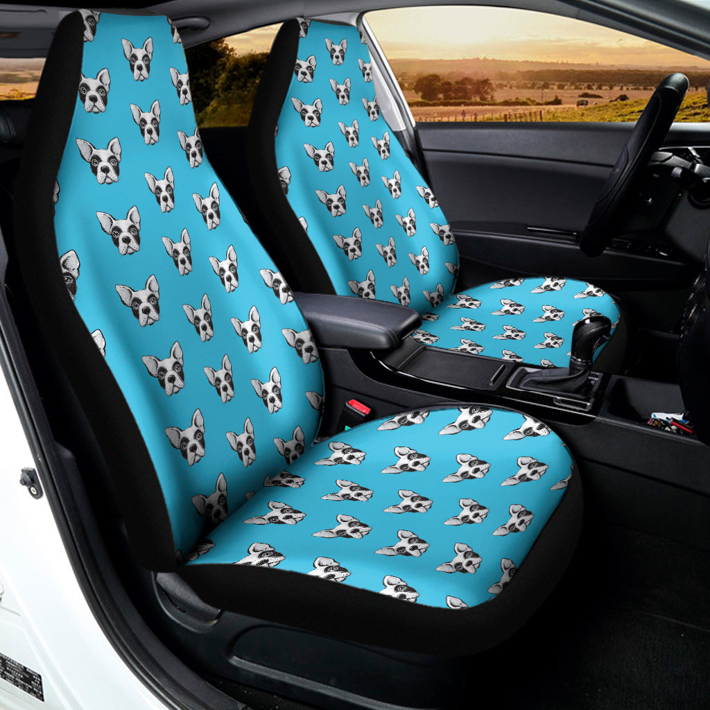 French Bulldog Faces Pattern Print Universal Fit Car Seat Covers