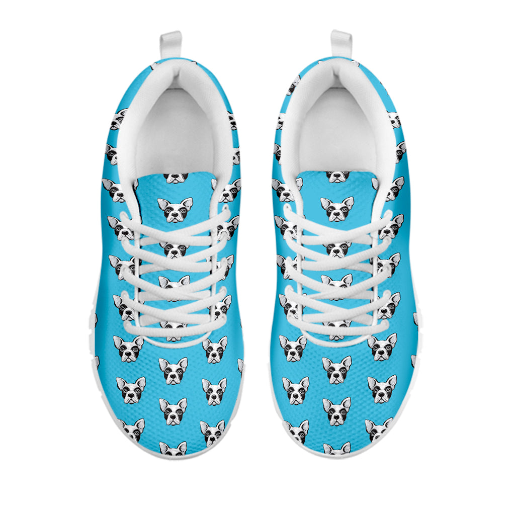 French Bulldog Faces Pattern Print White Sneakers