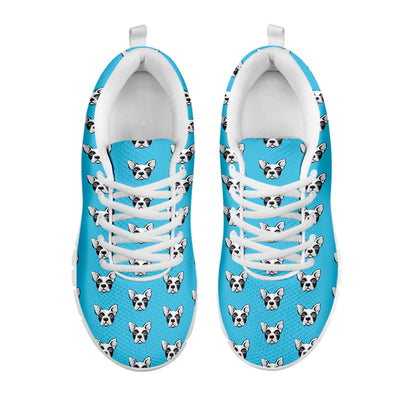 French Bulldog Faces Pattern Print White Sneakers
