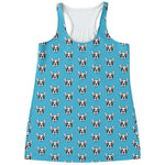 French Bulldog Faces Pattern Print Women's Racerback Tank Top