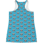 French Bulldog Faces Pattern Print Women's Racerback Tank Top