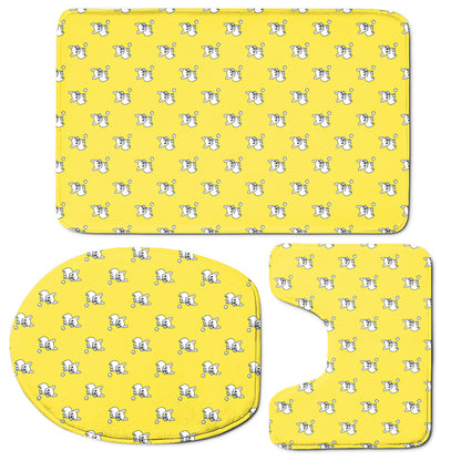French Bulldog Puppy With Baseball Print 3 Piece Bath Mat Set