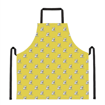 French Bulldog Puppy With Baseball Print Apron