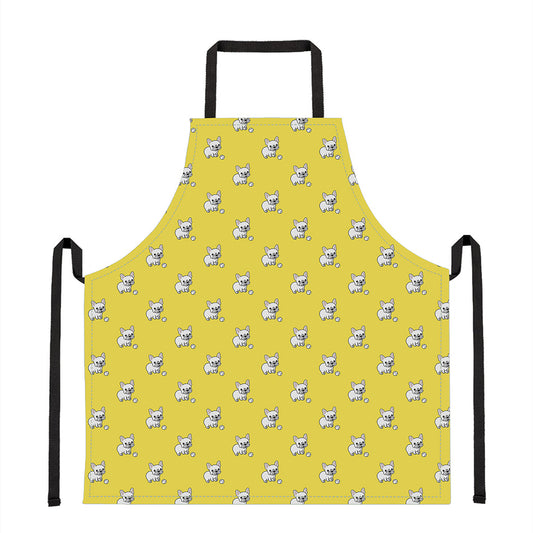 French Bulldog Puppy With Baseball Print Apron