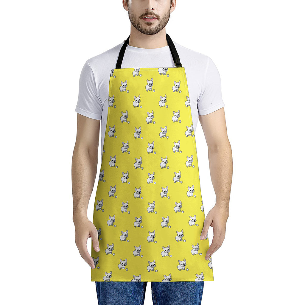 French Bulldog Puppy With Baseball Print Apron