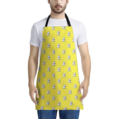 French Bulldog Puppy With Baseball Print Apron