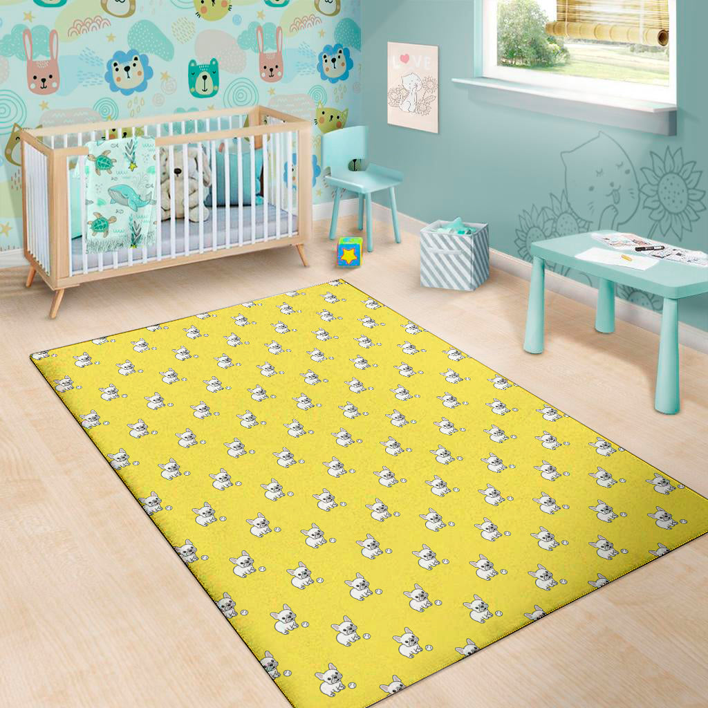 French Bulldog Puppy With Baseball Print Area Rug