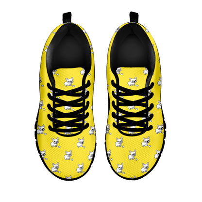 French Bulldog Puppy With Baseball Print Black Sneakers