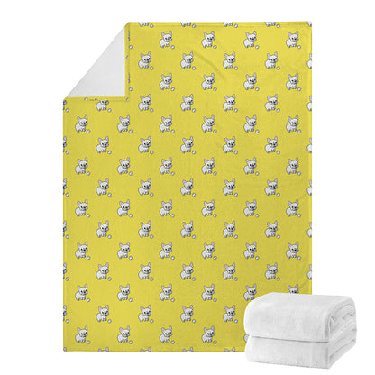 French Bulldog Puppy With Baseball Print Blanket