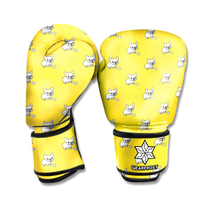 French Bulldog Puppy With Baseball Print Boxing Gloves