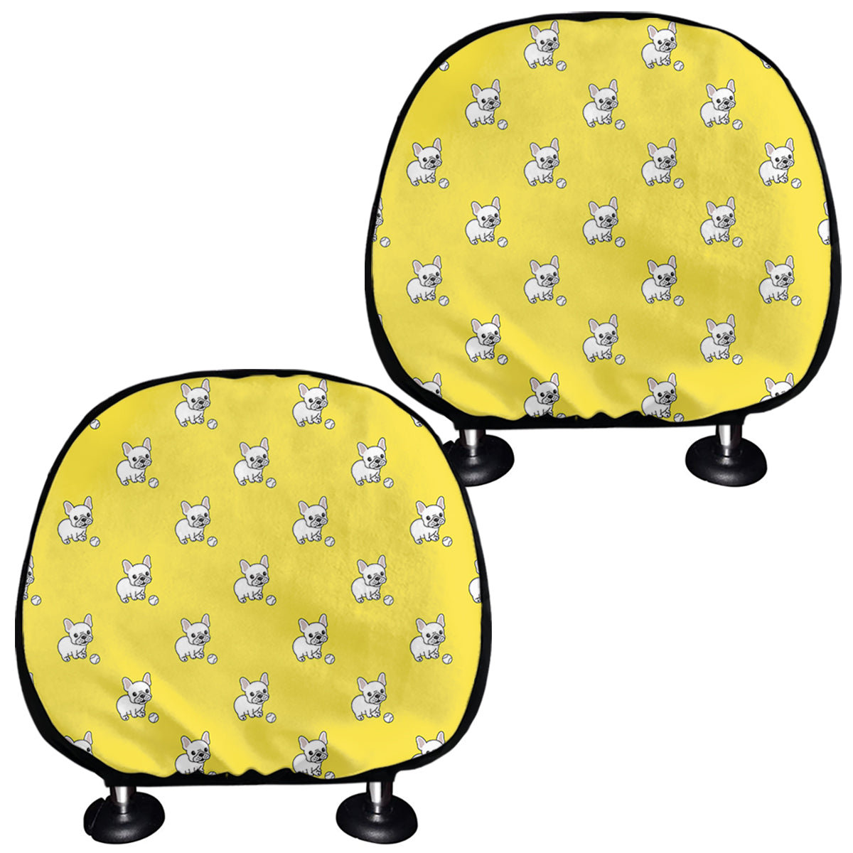 French Bulldog Puppy With Baseball Print Car Headrest Covers