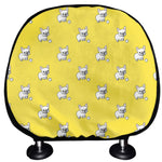 French Bulldog Puppy With Baseball Print Car Headrest Covers