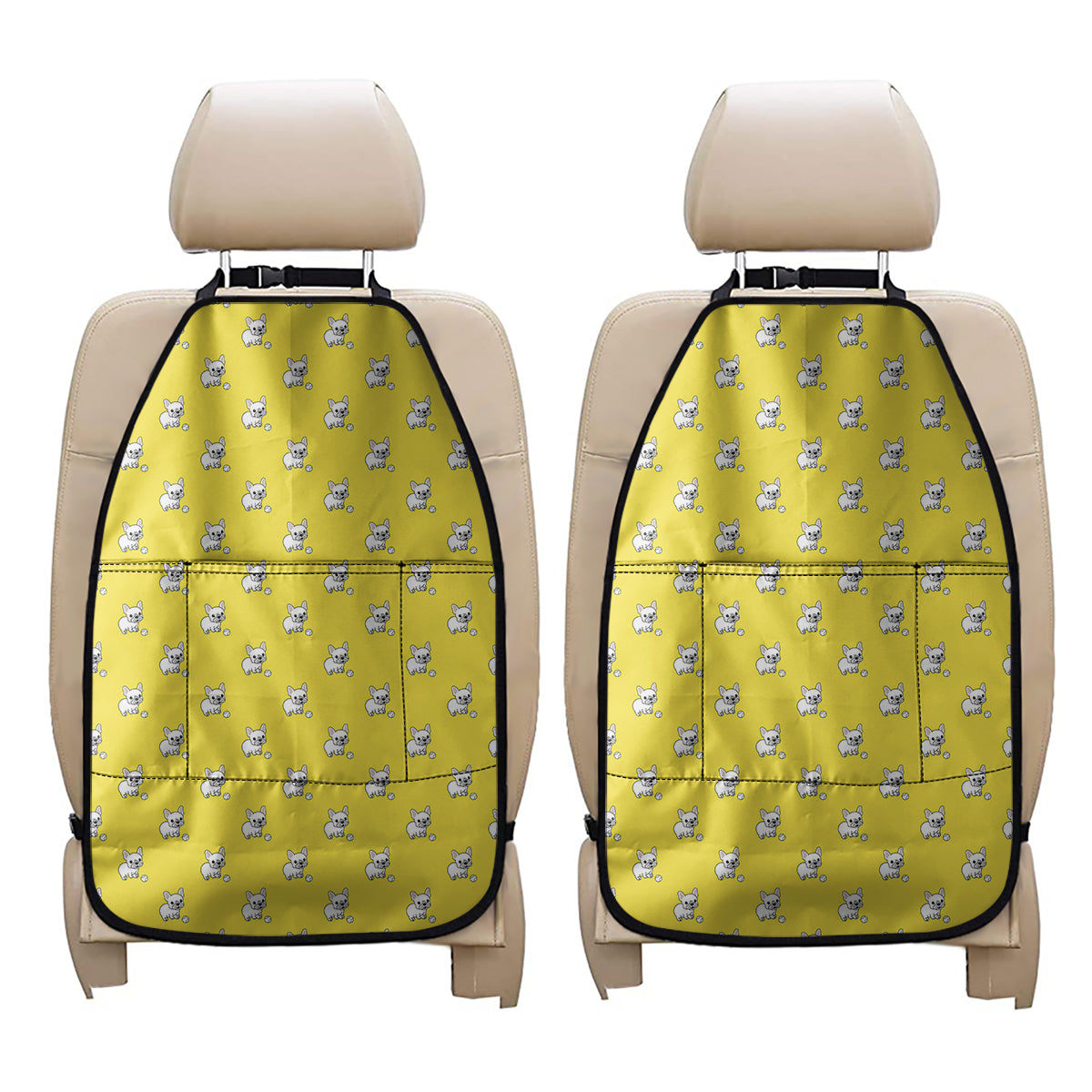 French Bulldog Puppy With Baseball Print Car Seat Organizers