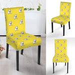 French Bulldog Puppy With Baseball Print Dining Chair Slipcover