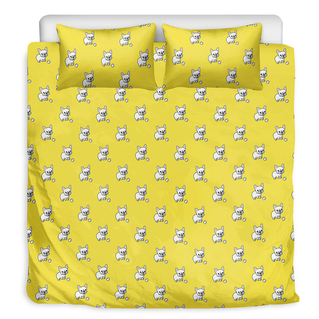 French Bulldog Puppy With Baseball Print Duvet Cover Bedding Set
