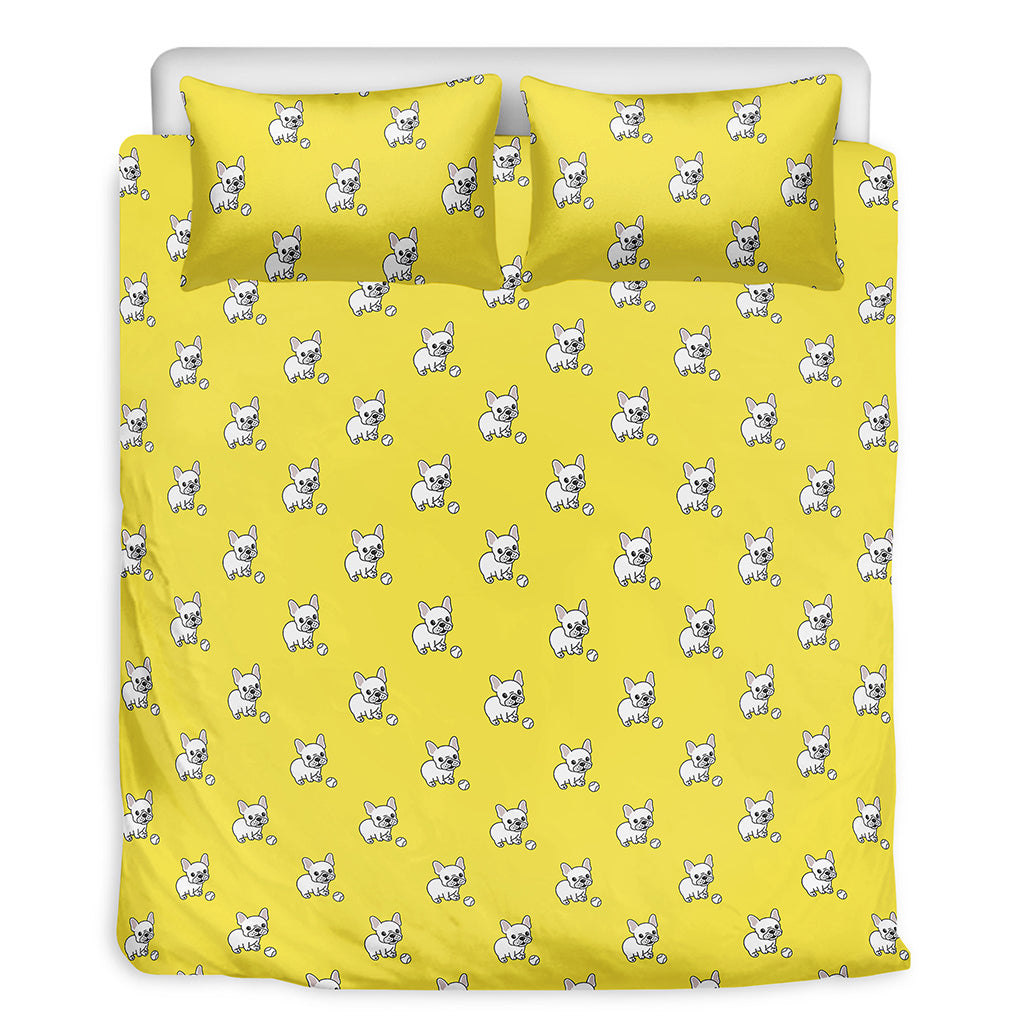 French Bulldog Puppy With Baseball Print Duvet Cover Bedding Set