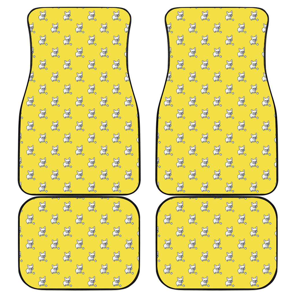 French Bulldog Puppy With Baseball Print Front and Back Car Floor Mats