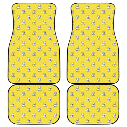 French Bulldog Puppy With Baseball Print Front and Back Car Floor Mats