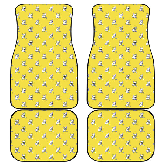French Bulldog Puppy With Baseball Print Front and Back Car Floor Mats