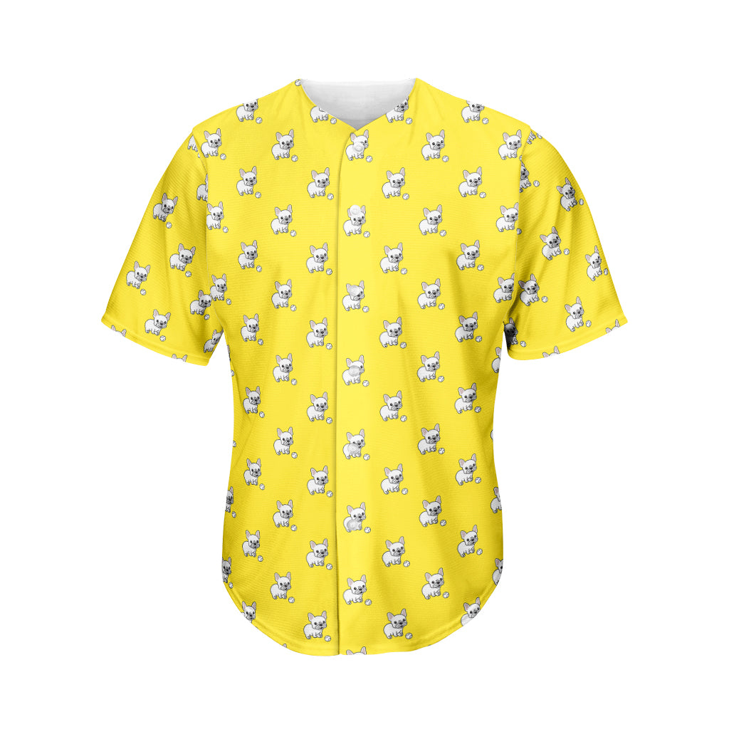 French Bulldog Puppy With Baseball Print Men's Baseball Jersey