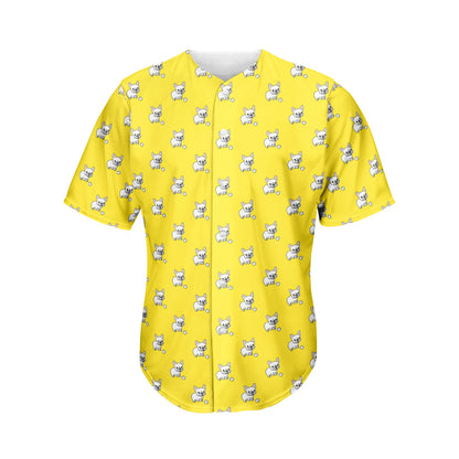 French Bulldog Puppy With Baseball Print Men's Baseball Jersey