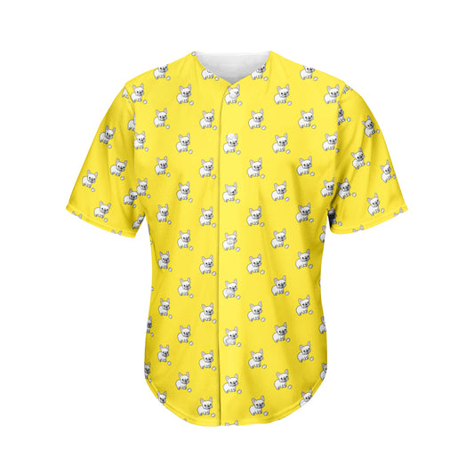 French Bulldog Puppy With Baseball Print Men's Baseball Jersey