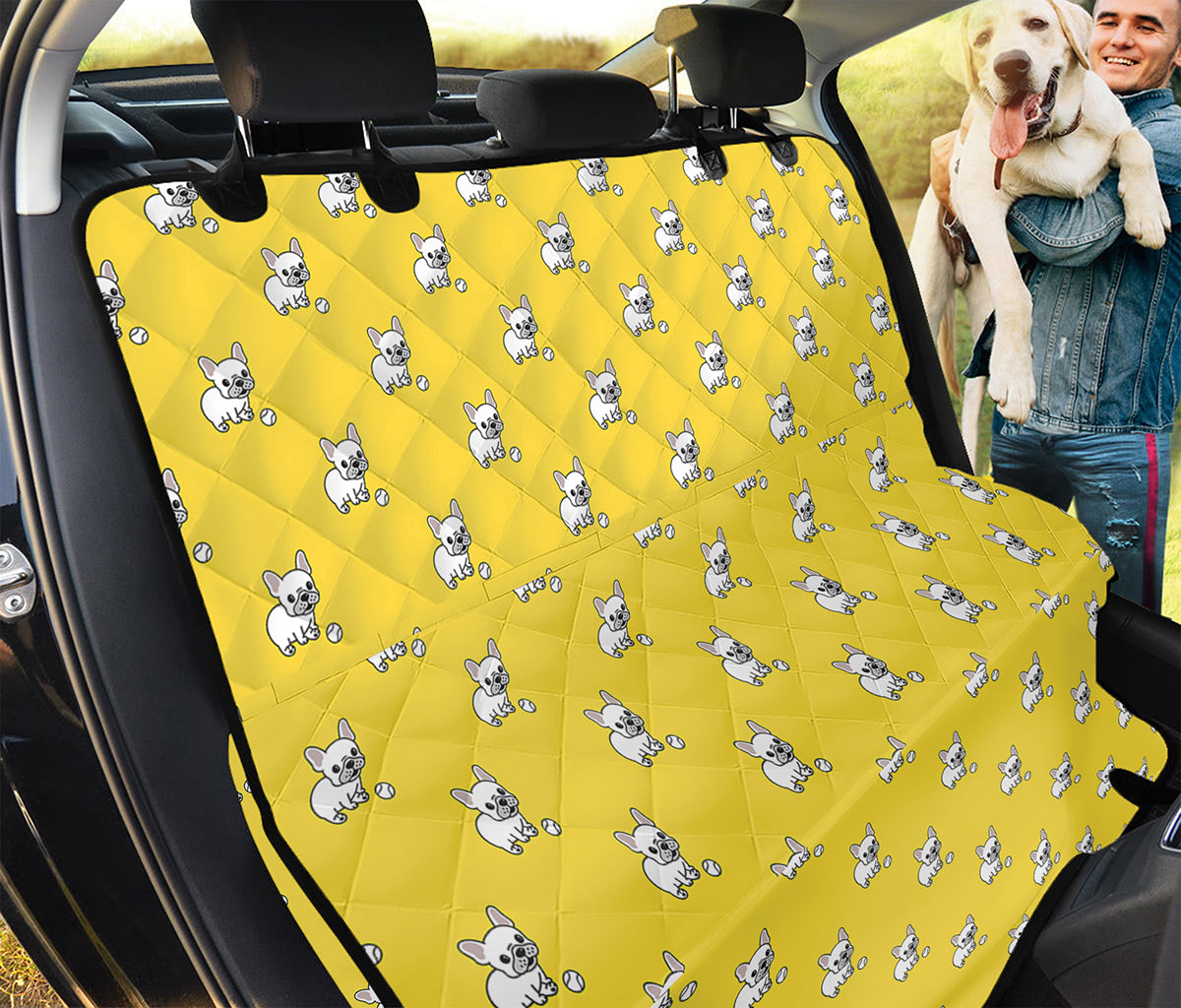 French Bulldog Puppy With Baseball Print Pet Car Back Seat Cover