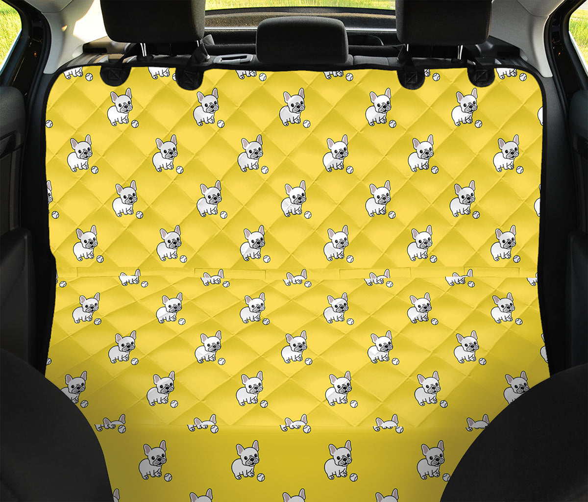 French Bulldog Puppy With Baseball Print Pet Car Back Seat Cover