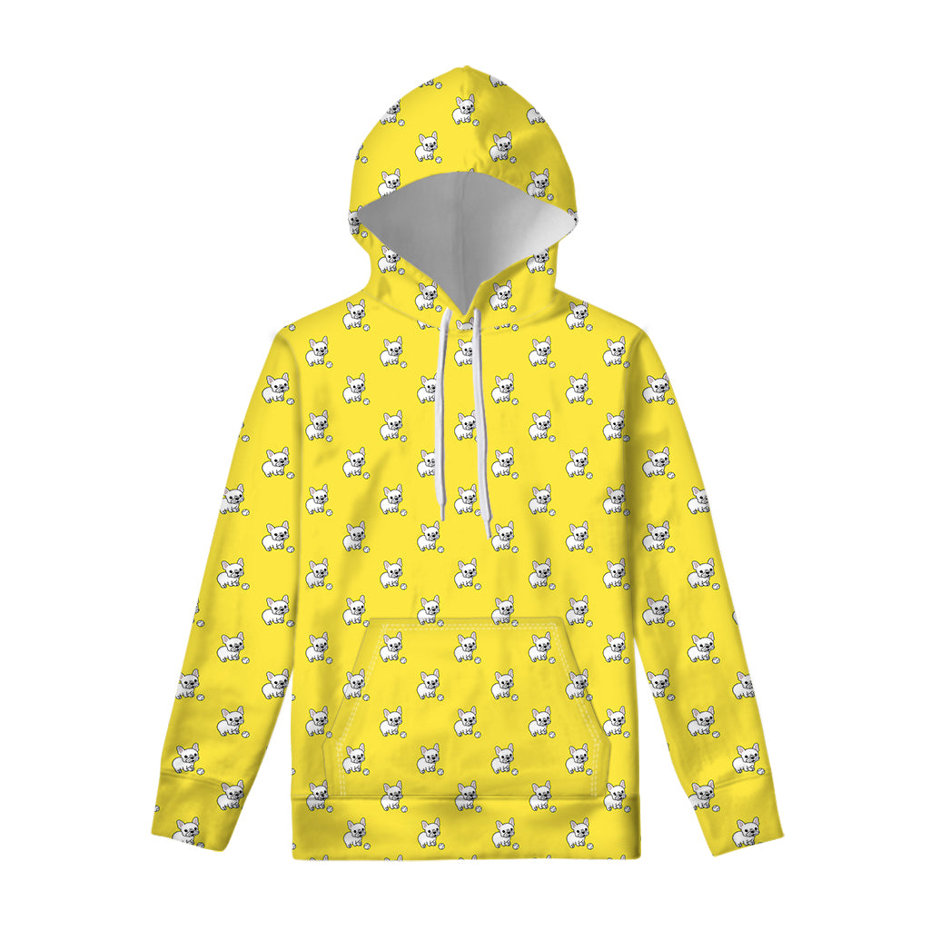 French Bulldog Puppy With Baseball Print Pullover Hoodie