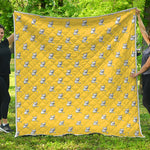French Bulldog Puppy With Baseball Print Quilt