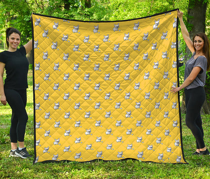 French Bulldog Puppy With Baseball Print Quilt
